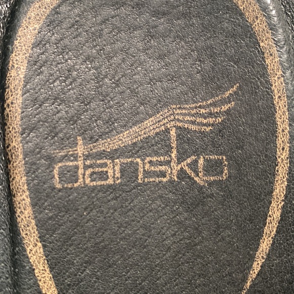 Dansko Women's Black Leather Small Studs Slip On Flat Platform Summer Sandals - Picture 11 of 12